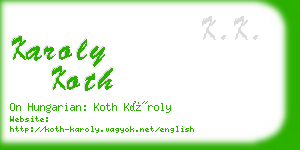 karoly koth business card
